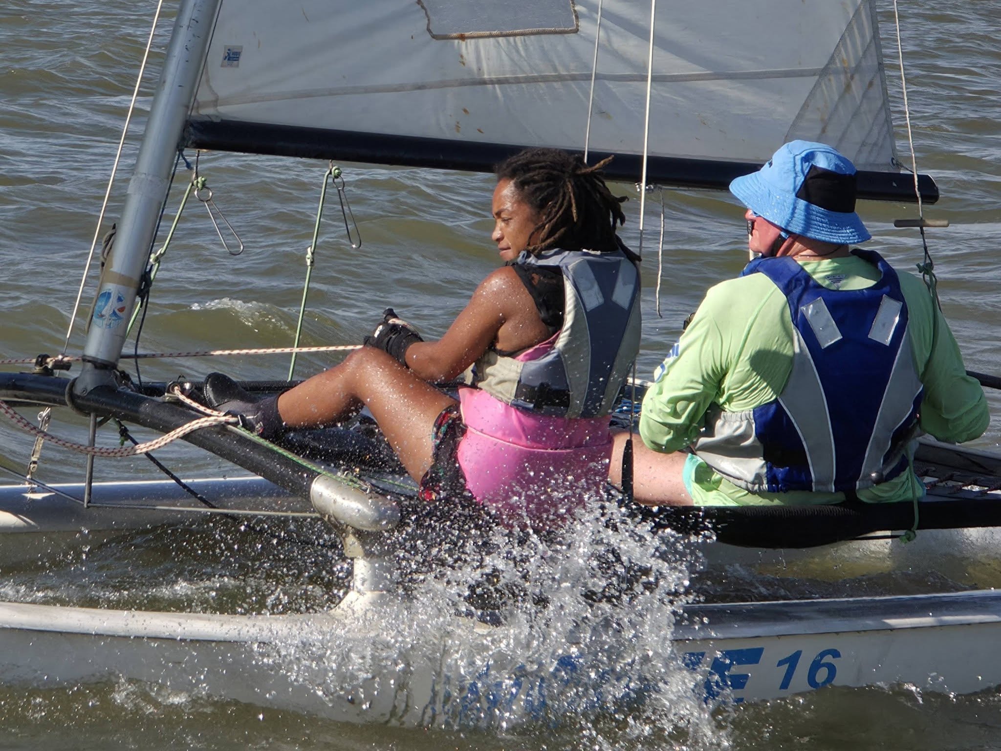 Students sailing a Hobie catamaran at Theewater Sports Club