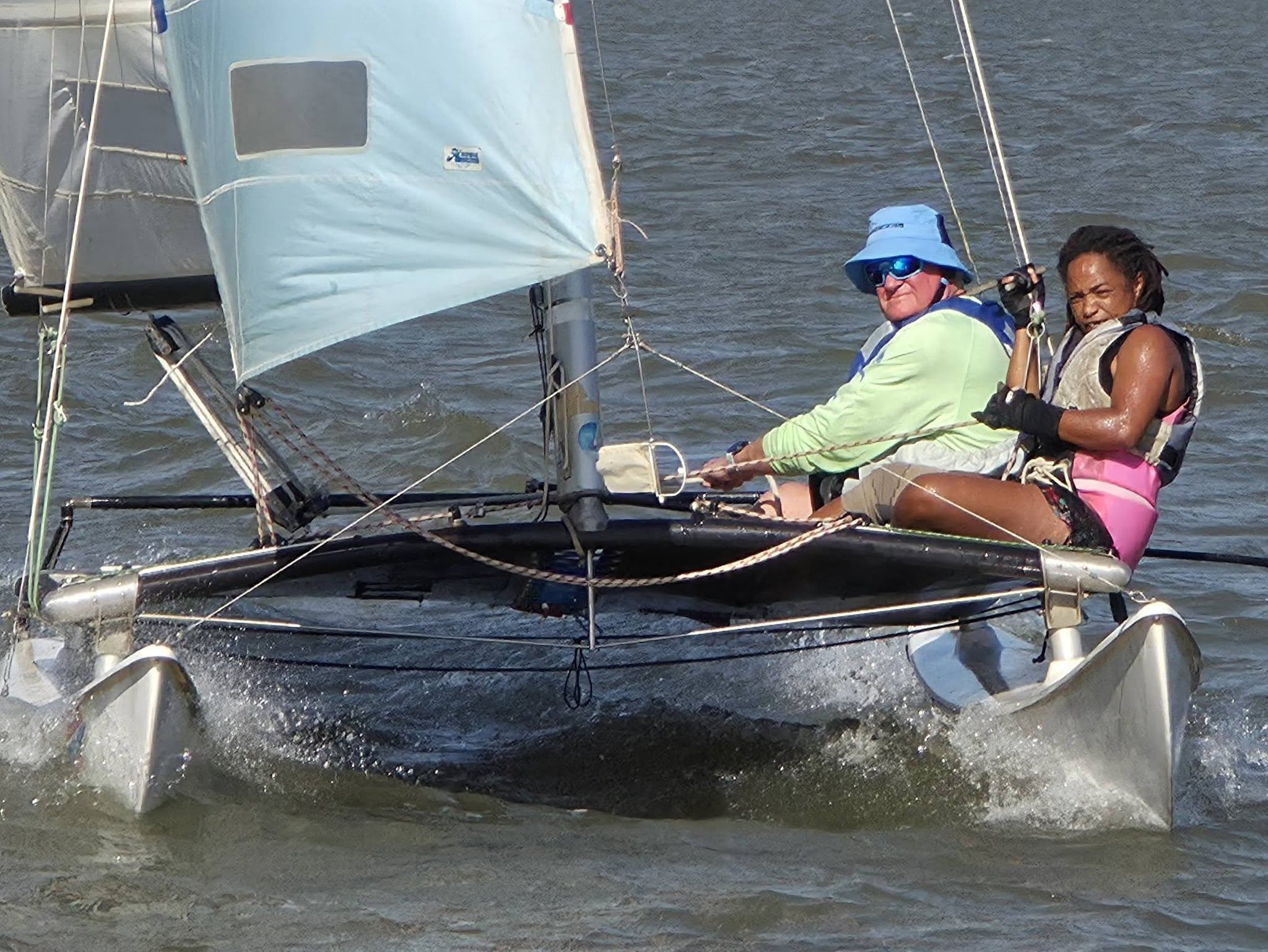 Hobie sailing course students at Theewater