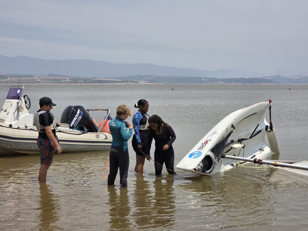 Capsize recovery training - Youth dinghy sailing camps Cape Town