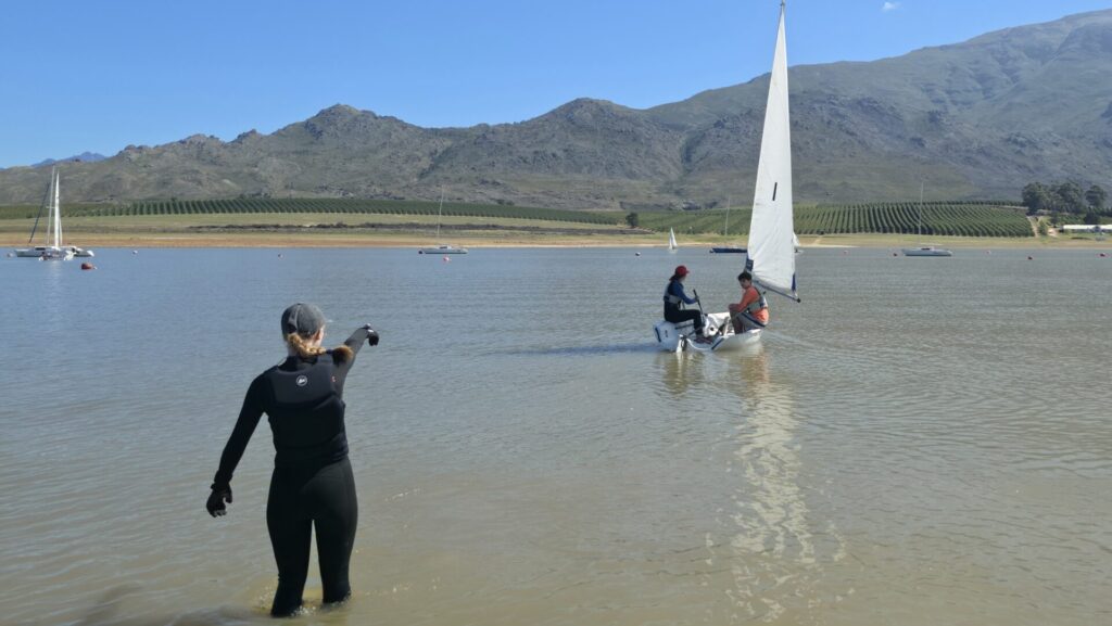Youth dinghy sailing camps in the Western Cape - First tacking drill