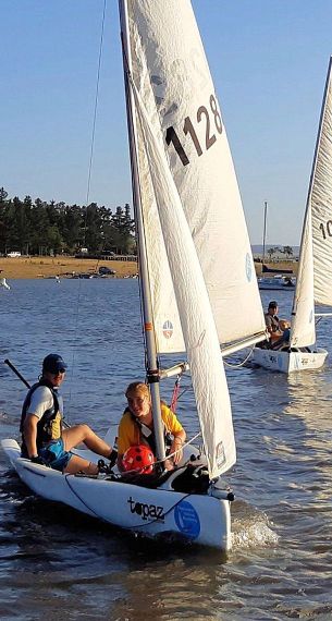 Boat polo at a youth sailing camp